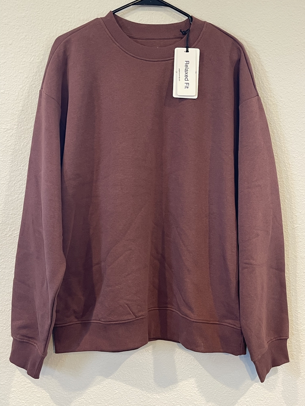 NWT Paper Denim & Cloth Relaxed Fit Rum Raisin Red Crewneck Sweatshirt Size LG‎